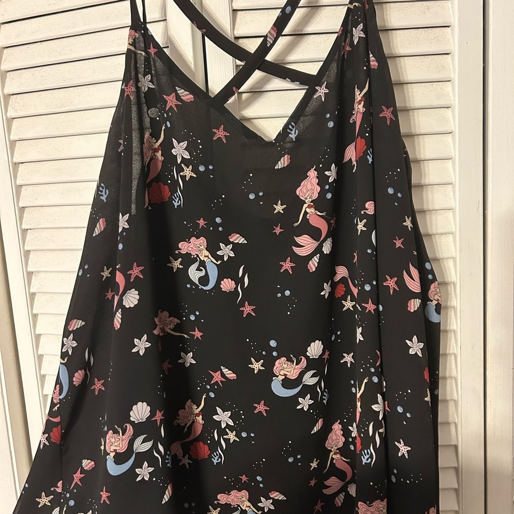 Disney Princess Black Top with Whimsical Print